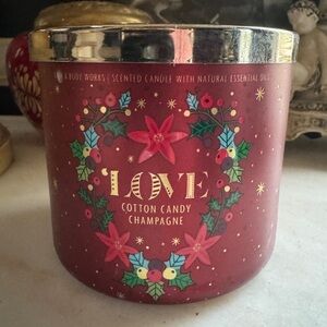 Bath and Body Works Cotton Candy Champagne "Love" 3 Wick Candle